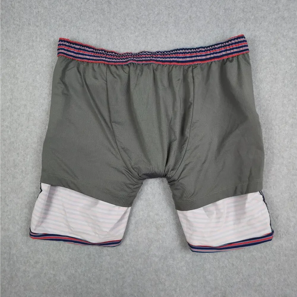 Lands' End Mens Large (36-38) Swim Shorts/Trunks Red White Navy Stripe